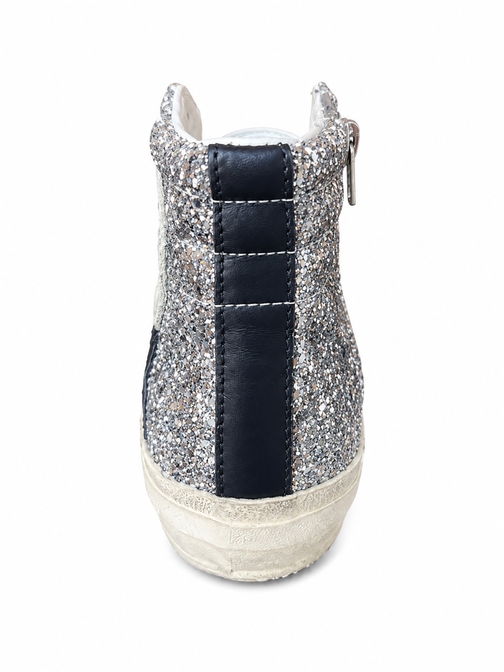 Golden Goose High-Top Sneaker in White & Light Blue with Glitter Star - Picture 5 of 9